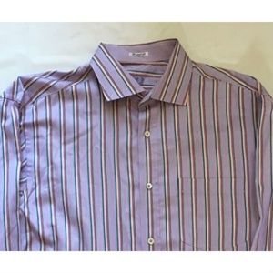 Bugatchi Uomo Mens Shaped Fit Dress Shirt Sz L